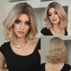 New Middle Part Shoulder Length Curly Wig for Women - Ash Blonde Rose Net Machine Made Short Wig, Breathable Lightweight Full Cap