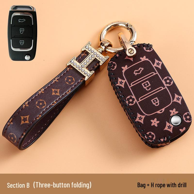 Women's High-End Cheetah CS10/CS9 Car Key Case - Classic Old Flower Design