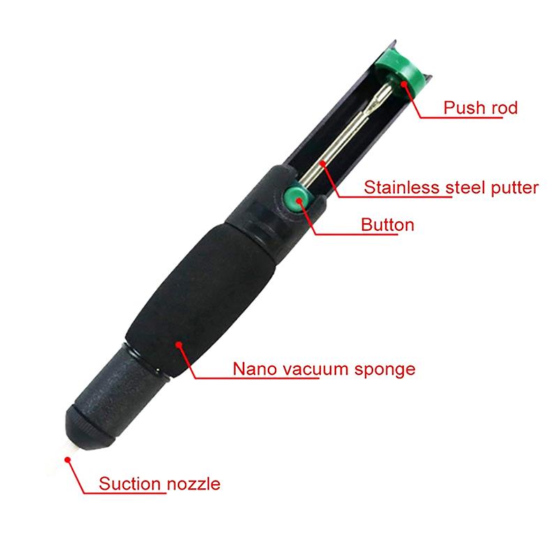 Dp-366D Dual-Ring Non-Slip Handle Solder Sucker Powerful Solder Pump Soldering Sucker Pen Hand Welding Tools