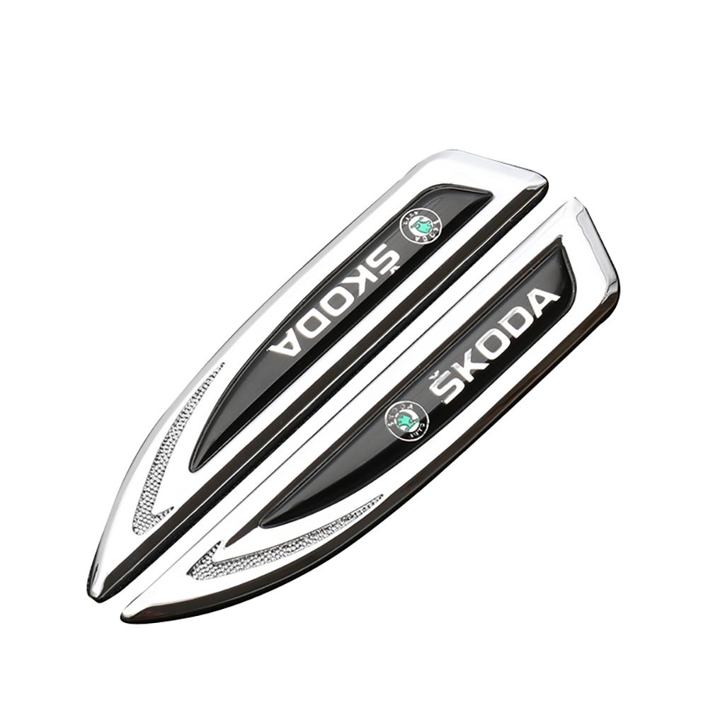 HQKI8 Car Styling Side Door Body Fender Stickers Knife Badges Decoration For Skoda Yeti Fabia Octavia 3 2 a5 Kodiaq Karoq Rapid
