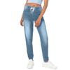 Women's Casual Solid Color Mid Waisted Poket Jeans Pants Denim Casual Trousers