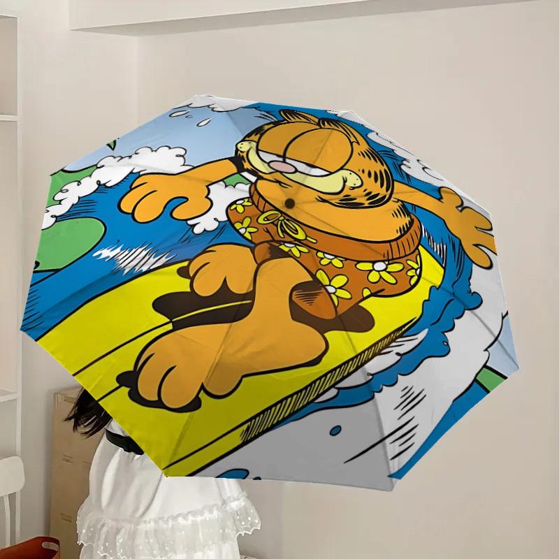 1PC Garfield Surfing Auto Folding Umbrella | Vibrant Motif & Compact Design for Everyone, On-the-Go Essential - Gift-Worthy Style yy250930031