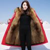High Quality Fashion Autumn Winter Thickened Fur Liner and Detachable Design Women's Parka Warm Coat Red and Black Coat Jacket