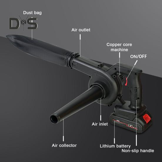 Беспроводная воздуходувка для листьев с медным мотором, портативная электрическая воздуходувка для листьев, мощная, для уборки сада, двора, патио, ухода за газоном, ручная уборка листьев