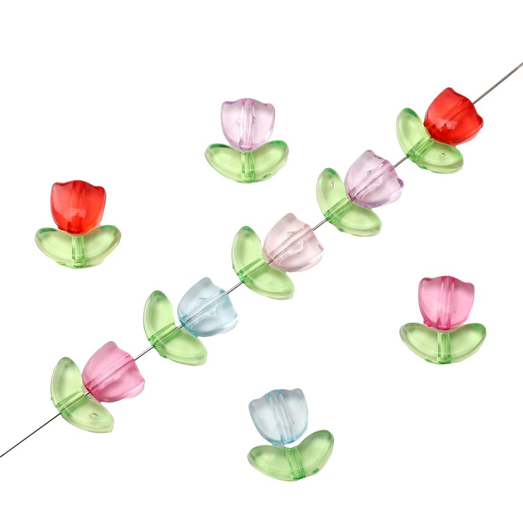 20 шт./пакет Акриловые бусины-тюльпаны для изготовления ожерелий, браслетов, серег, ювелирных изделий, аксессуары для рукоделия