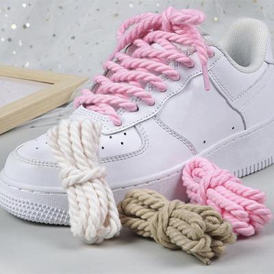 Качественные круглые шнурки Разноцветные 6 мм более толстые хлопковые шнурки для кроссовок Модные мужские и женские шнурки Аксессуары