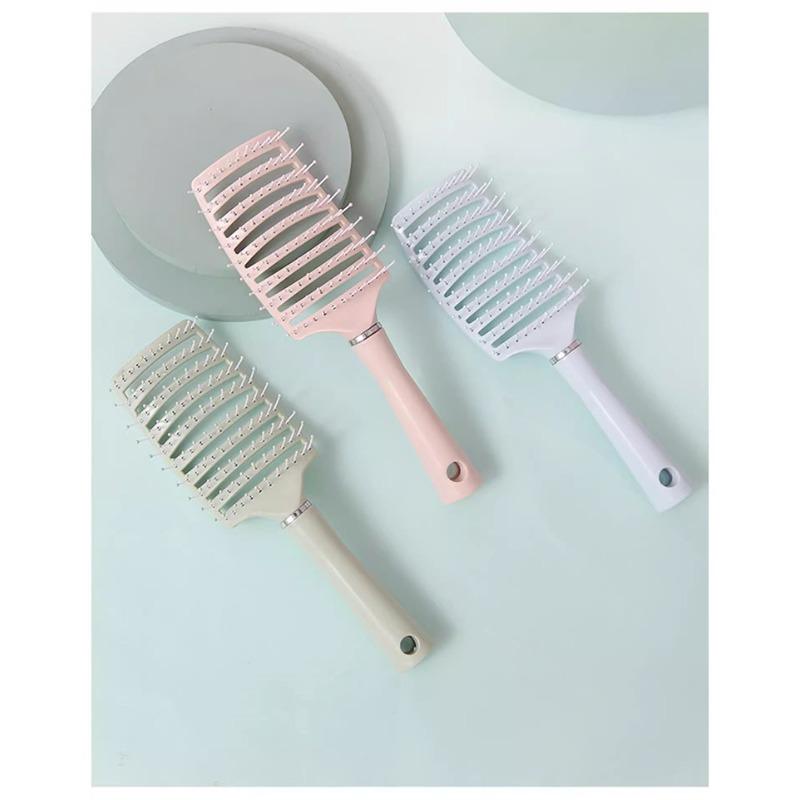 Macaron Large Curved Leather Massage Comb High Cranial Top Fluffy Comb Curly Hair Styling Comb Curved Nine-rib Comb