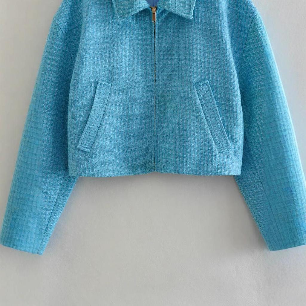 2025 Spring Women's European Fashion Simple Versatile Little Fragrant Style Bomber Jacket