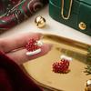Christmas Costume Jewelry 1 Pair Stud Earrings, Sparkly Red Rhinestone Stocking Lightweight Alloy Ear Pins And Santa Hat Holiday Gifts for Women