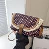 Модная холщовая сумка через плечо в корейском стиле Новая кружевная сумка на плечо в горошек Сладкий Изысканный Ретро Контрастный Дизайн Женские сумки KTB