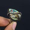 Abalone Shell Gemstone Copper Wire Wrapped Handmade Jewelry Ring For Her All Size