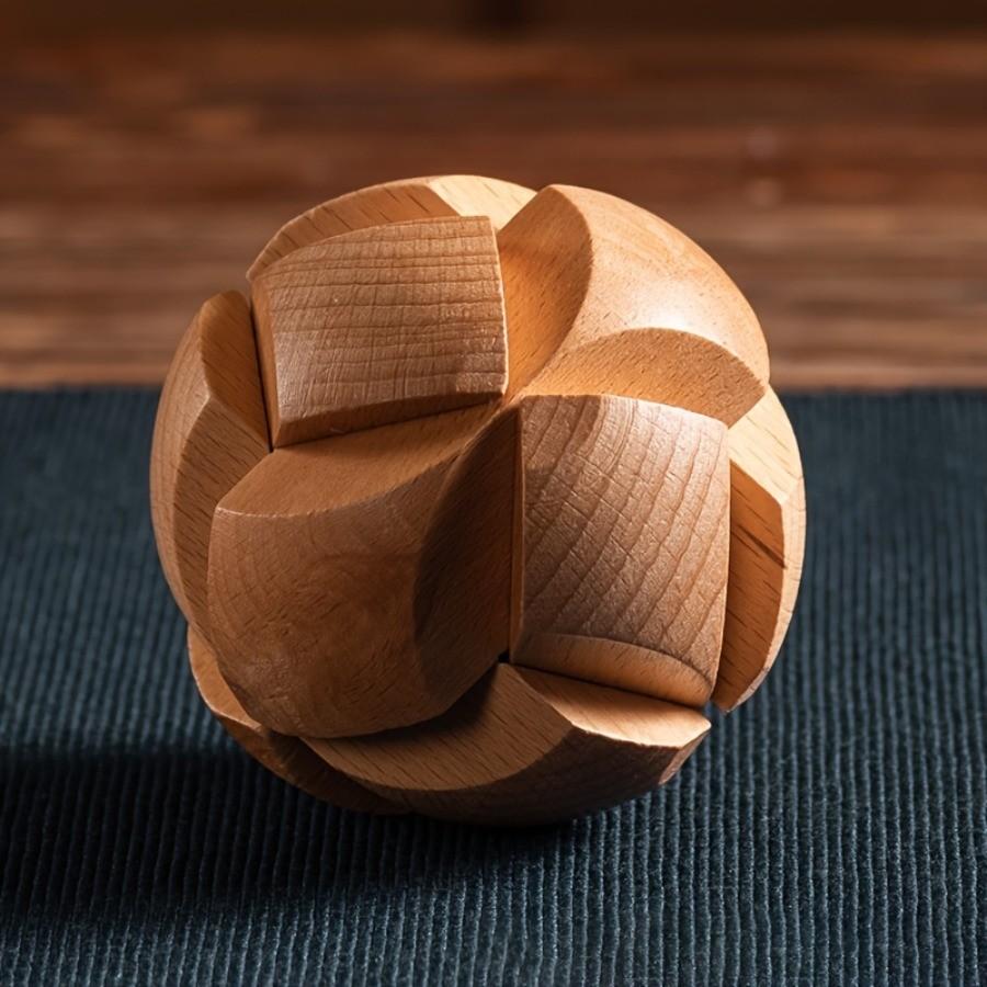 3D Деревянный замок Kongming Puzzle - Мяч-головоломка для отдыха, настольная интеллектуальная игра, (Футбольный дизайн), Офис Сброс Давления, Головоломка