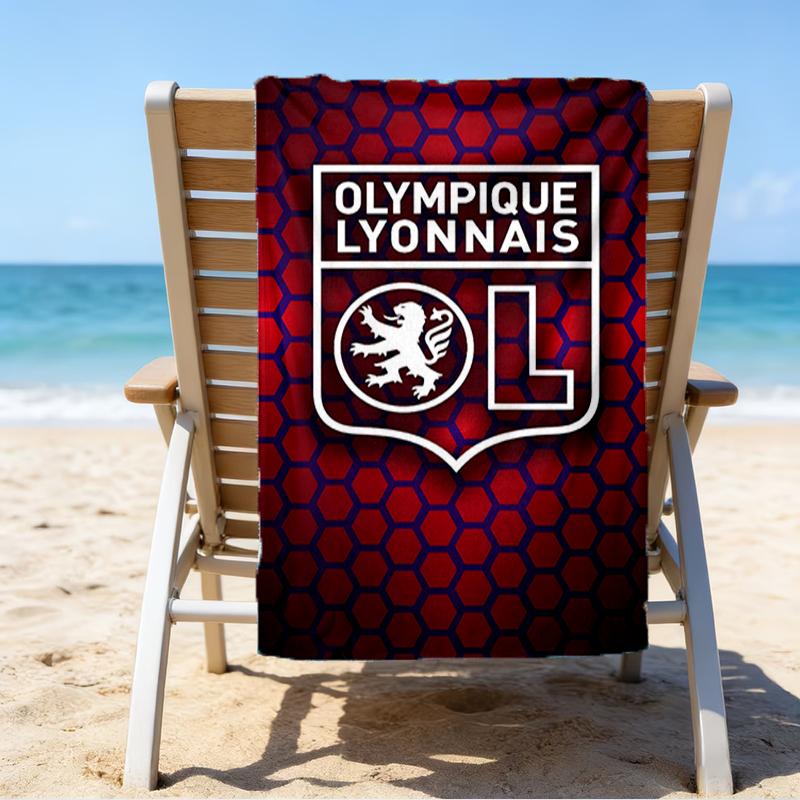 Lyonnais Football Crest Beach Towel - Soft, Absorbent Microfiber, Lightweight, Ideal for The Beach, Parties, Travel, Camping fan gifts