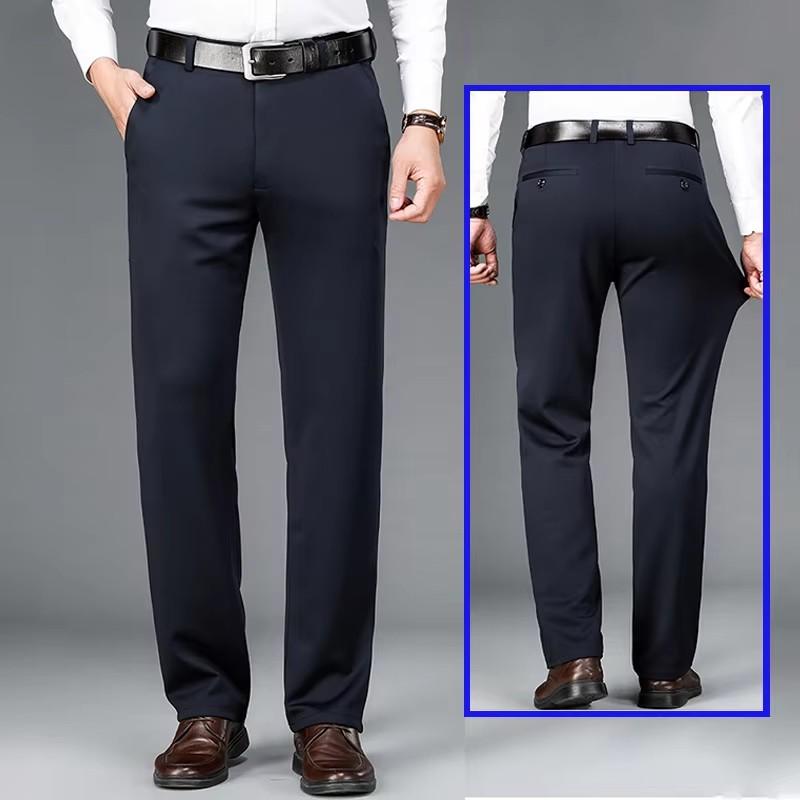 Эластичные мужские брюки для костюма, тонкие прямые брюки, не мнущиеся, не требующие глажки, уличные мужские брюки для бизнеса