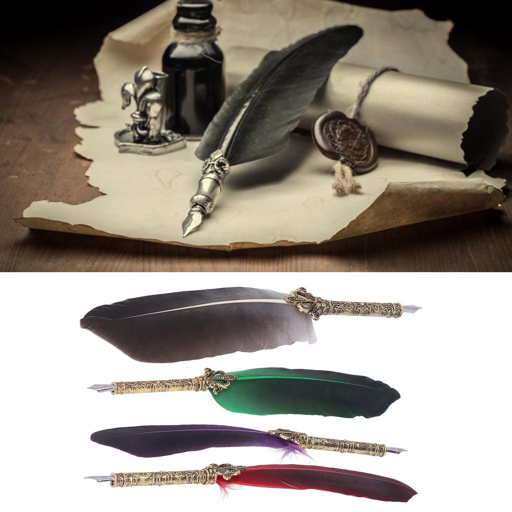 Ручка-гусиное перо из цинкового сплава, высокая гладкость, элегантные цвета, европейская ручка в стиле ретро для письма D