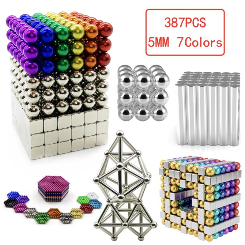387pcs/set 5mm 3D Magic Magnetic Blocks Balls Sphere Cube Beads Puzzle Building Toys