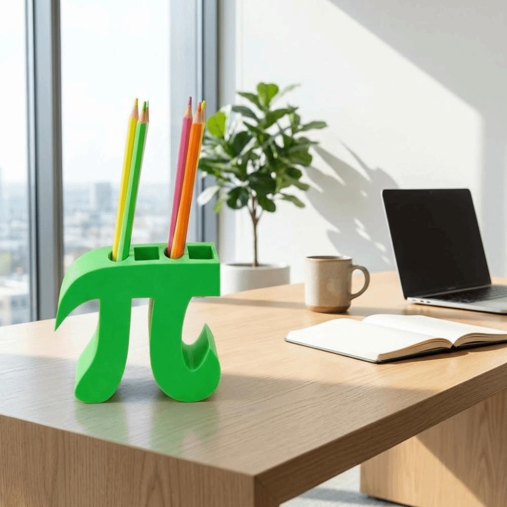 Green Pi Pen Holder Creative Stationery Box Simple 3.14 Pi Day Gift Home