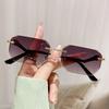 New Fashion Trending Small Rectangle Sunglasses Retro Metal Rimless Gradient Shades UV400