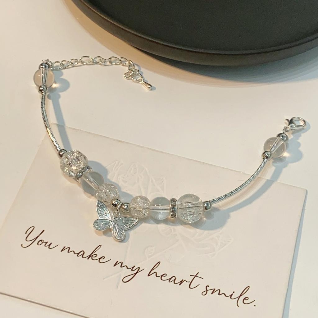 Small fresh and gradual change glazed beaded bracelet niche design butterfly bracelet women's fashion versatile high-end jewelry