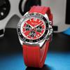 Luxury Men Watch Green Blue Red Dial Men's Quartz Wristwatch Male Black Silicone Strap Sports Reloj Elegant Man Clock