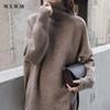 WYWM Cashmere Thicken Solid Knit Sweater Women Simple Casual Turtleneck Pullover Female Winter Loose Warm All-match Jumper