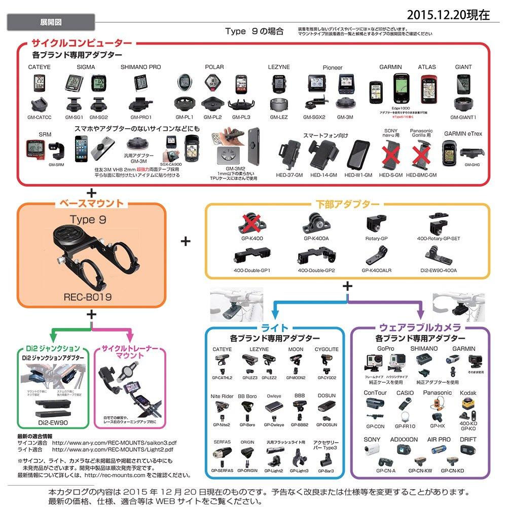RecMount Type 9 Garmin Combo Mount (with Lower Adapter) + LEZYNE Light Adapter GP-LEZ2 [9-GM+GP/GP-LEZ2]