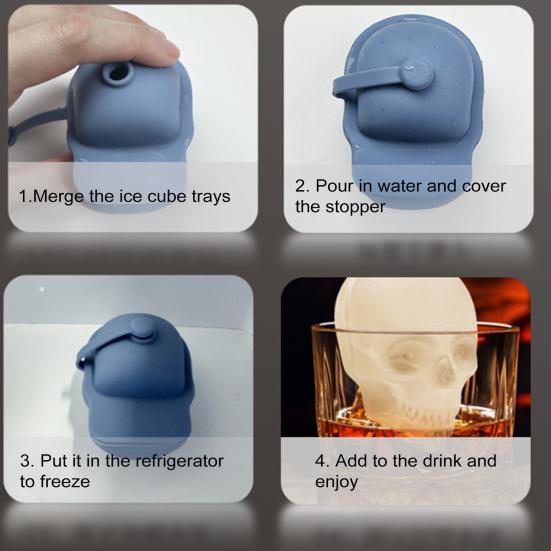 Форма для льда в виде скелета, большой силиконовый поддон для льда для виски, коктейлей, соков, льдогенератор в форме черепа без бисфенола А, принадлежности для вечеринки на Хэллоуин