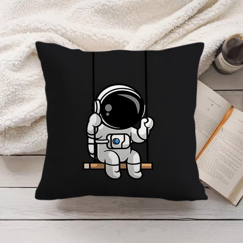 Cute Cartoon Astronaut Cushion Cover Short Plush DoubleSided Printing Home Machine Washable in Warm Winter Pillow Cover