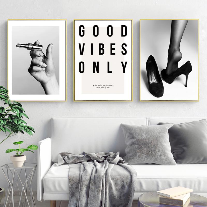 Bikini High Heels Lady Fashion Quote Poster  Black White Sexy Woman Canvas Print Painting LivingRoom Wall Art Decoration Picture