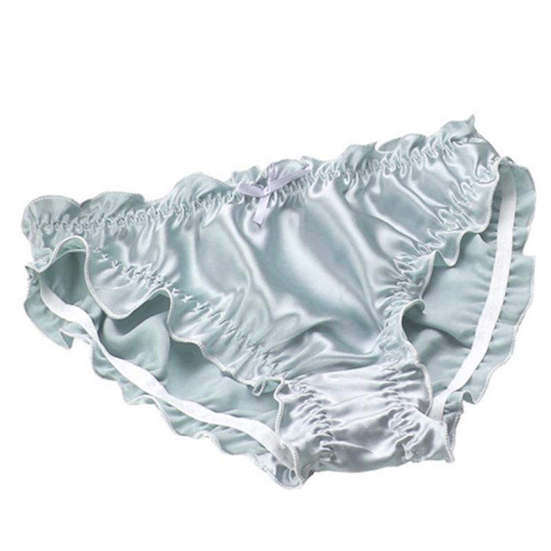 Женское нижнее белье в стиле Лолиты для девочек, шелковые трусики с бантом, нижнее белье с оборками, трусы, бикини