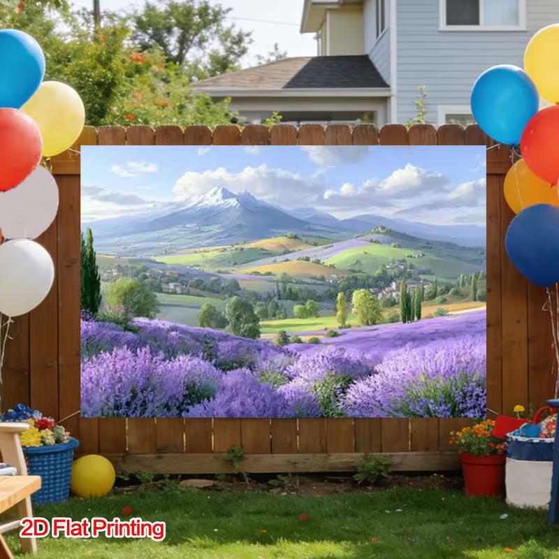 2D фон для фотосъемки Прованская лаванда, фон с горным пейзажем