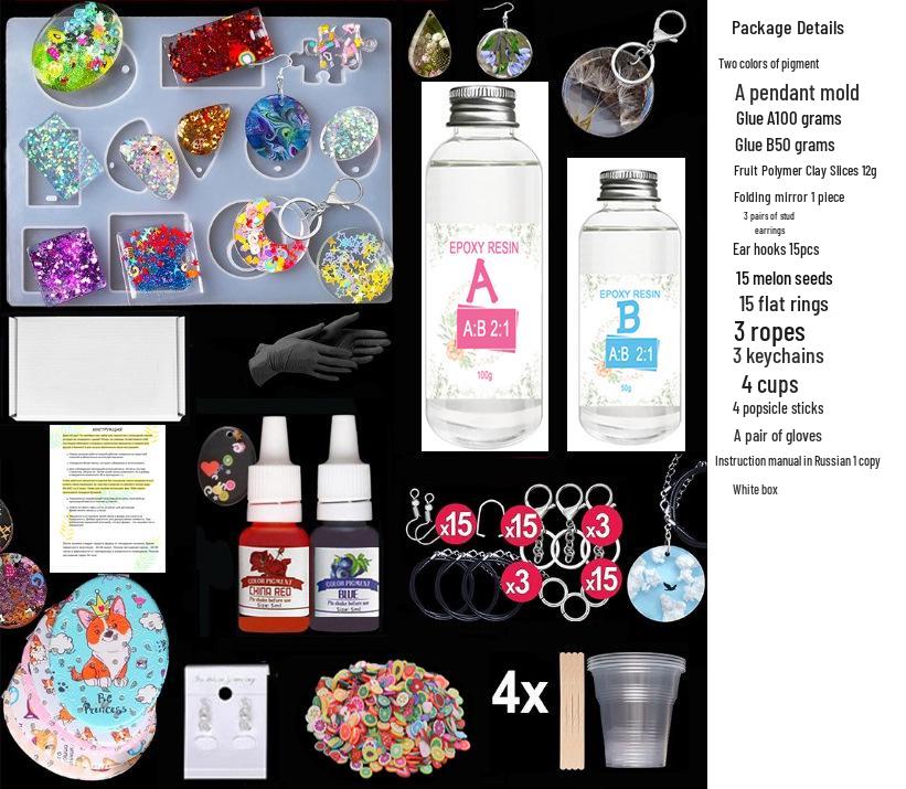 UV Epoxy Resin Set with Crystal Mold & Russian Instructions