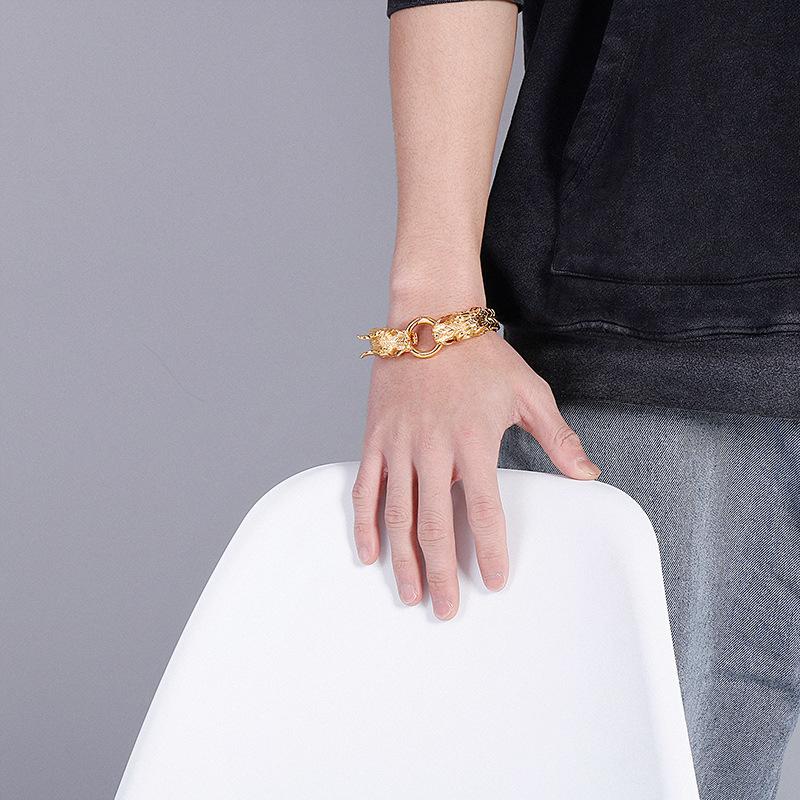 4 стиля, серебряный цвет, европейские и американские модные ювелирные изделия, мужской многослойный браслет, мужской браслет с властным двойным драконом, пряжка для крана