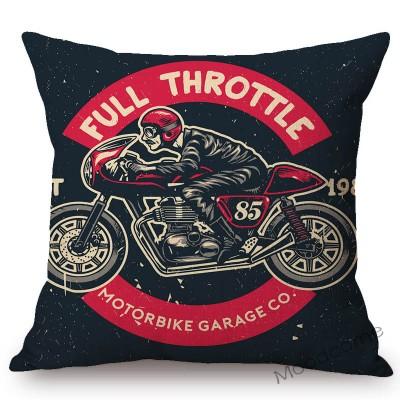 Vintage Motorcycle Club Legendary Rider Letter Print Home Decoration Art Sofa Throw Pillow Case Retro Motorbike Cushion Cover