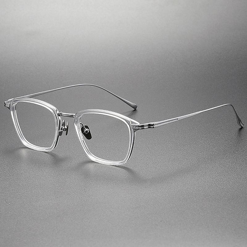 Top Quality Handmade Acetate Titanium Glasses Frames Men Women Luxury Transparent Square Eyeglass Frame Business Eyewear