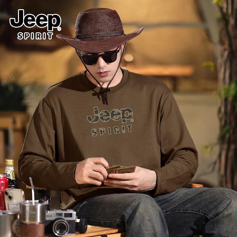 Мужская футболка JEEP SPIRIT с длинным рукавом и круглым вырезом из чистого хлопка
