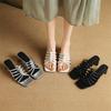 Fashion New Summer Slippers Open-toe Slippers for Women Fashion Square Toe High Heels Ladies Shoes Gladiator Shoes Slippers Sandals
