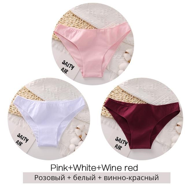 FINETOO 3PCS/Set M-XXL Panties Women Cotton Lingerie Woman Underwear Sexy Femme Underwear Girls Underpant Panty 7 Solid Colors