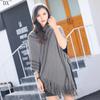 DX~~ Autumn and Winter New Knitted Cashmere-like Fine Wool Cloak Shawl Hooded Black and White Geometric Color Matching Shawl