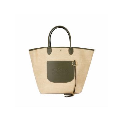 Сумка-тоут из соломы с узором Le Pliage Женская tote Артишоково-зеленая 10308HGKM04