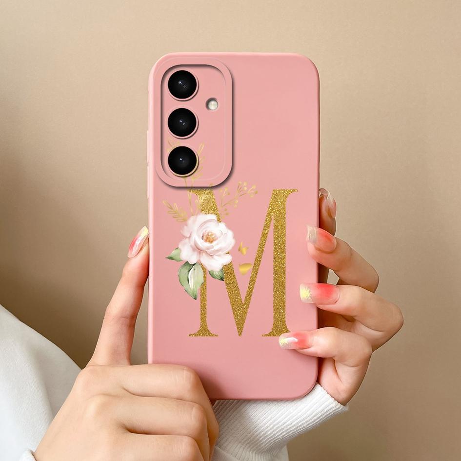 Flowers Letter Case For Samsung A05 A05S A16 S25 Plus S25Ultra A26 A56 F14 A36 Fashion Exquisite Pattern Soft Silicone Couples Covers For Samsung Capa