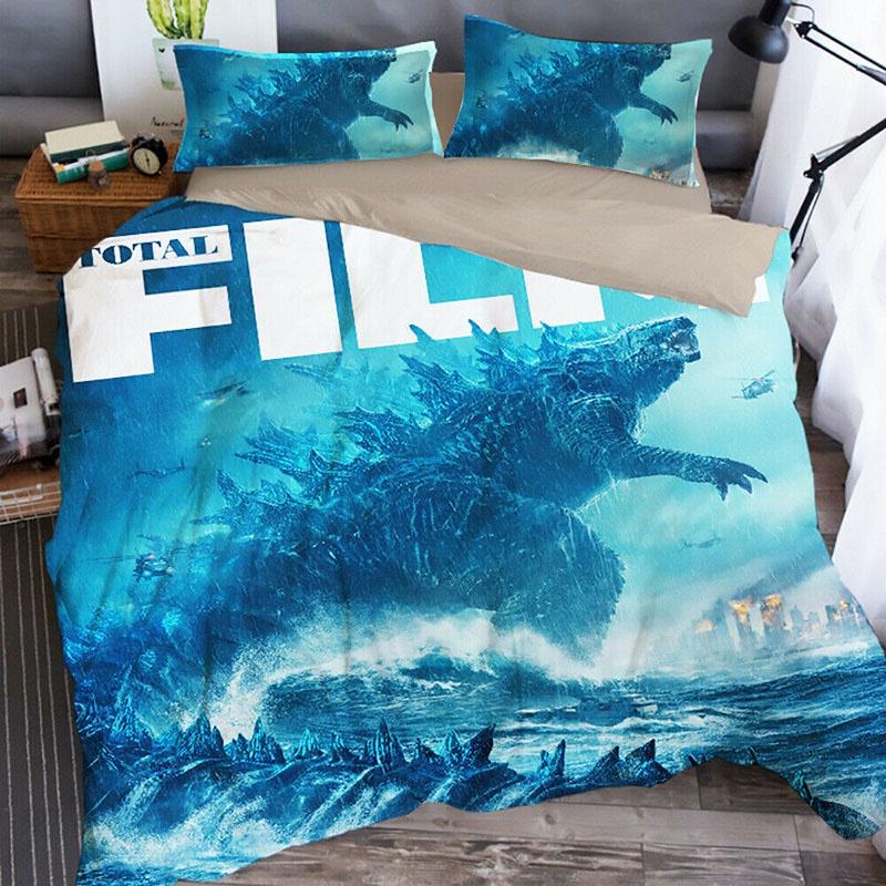 3d Godzilla Newest King Of The Monsters Design Bedding Set Duvet Cover 3pc