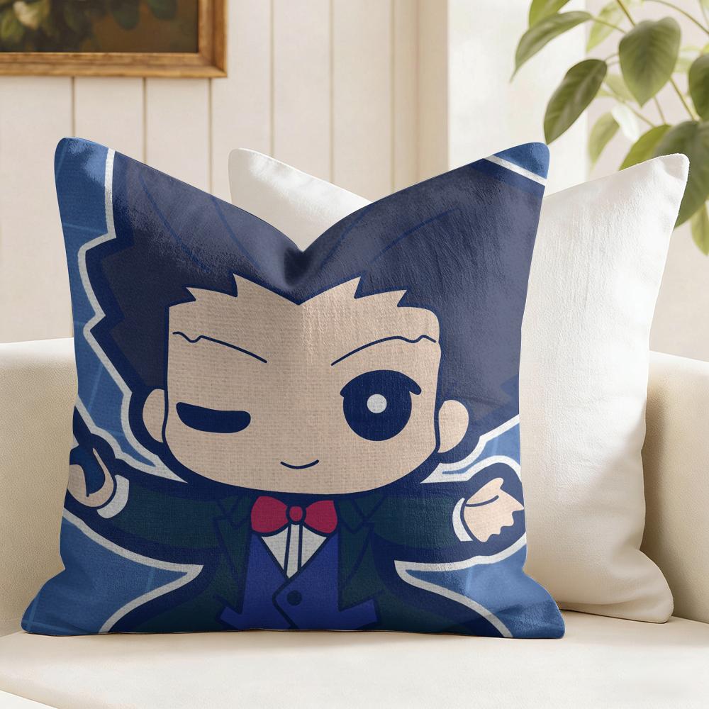 Чехол на подушку Phoenix Wright Ace Attorney Trilogy Эко-лён Наволочка Двусторонний принт Дышащий Прочный Молния Домашний декор