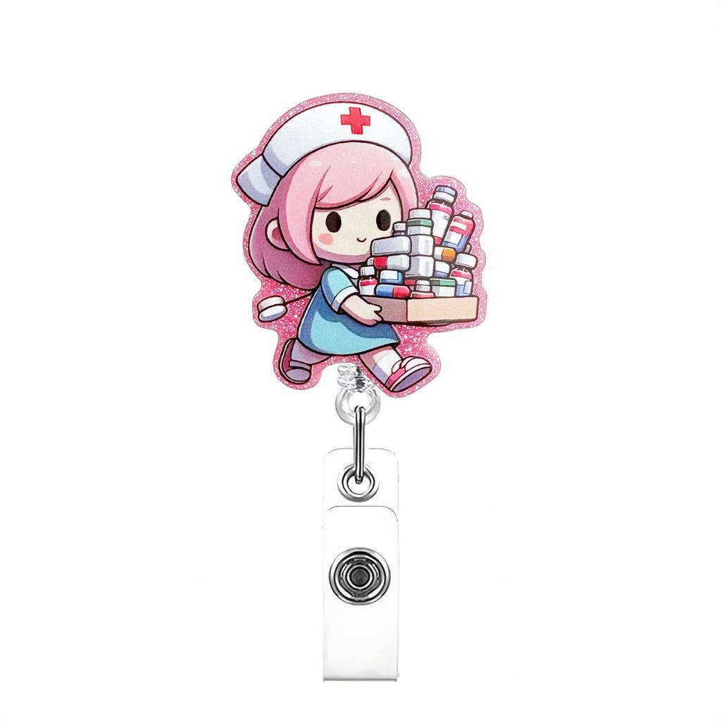 Новый мультяшный акриловый бейдж-ролик для медицинских принадлежностей, выдвижной держатель для ID-карты с вращающимся на 360 градусов зажимом-аллигатором, держатель для имени