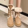 Мода модные утолщенные плюшевые зимние сапоги для женщин 2024 зимние сапоги на платформе из искусственного меха до середины голени женские нескользящие теплые хлопковые подбитые туфли
