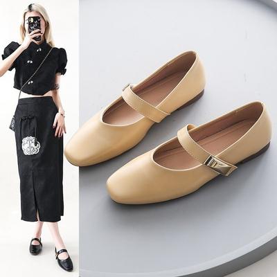 Temperament Mary Jane Shoes Женские летние туфли с мелким горлом A Word на плоской подошве Модные и удобные