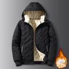 Lamb Fleece Jacket for Men's Youth In Winter, Plus Fleece Plus Large Size, Loose and Warm Hooded Cotton Jacket for Men's Cotton Clothing