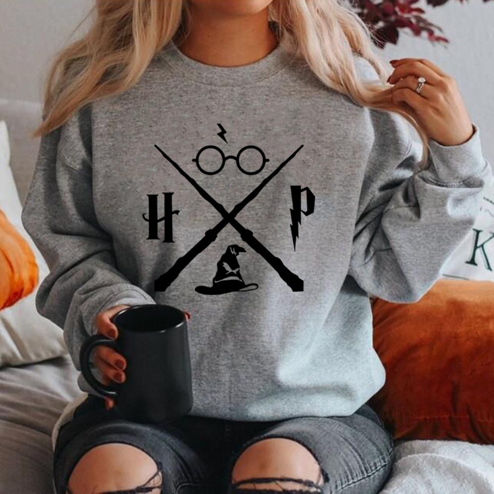 Свитшот с изображением шляпы волшебника, толстовка с капюшоном Wizard Wand, пуловеры HP, женские толстовки с длинным рукавом и графическим принтом, толстовки Magic School, уличный стиль, топ