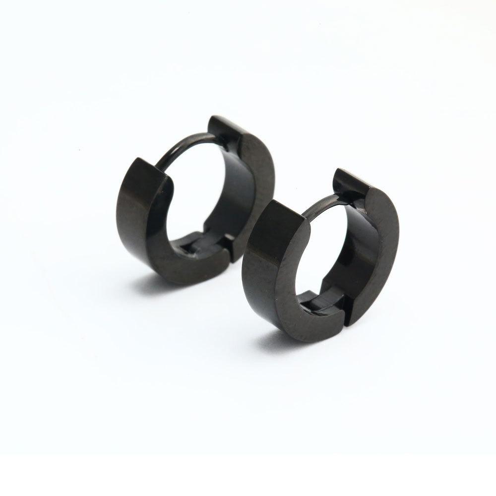 2pcs Stainless Steel Round Huggie Hoop Earrings Unisex Ear Buckle New Piercing Ear Studs Men