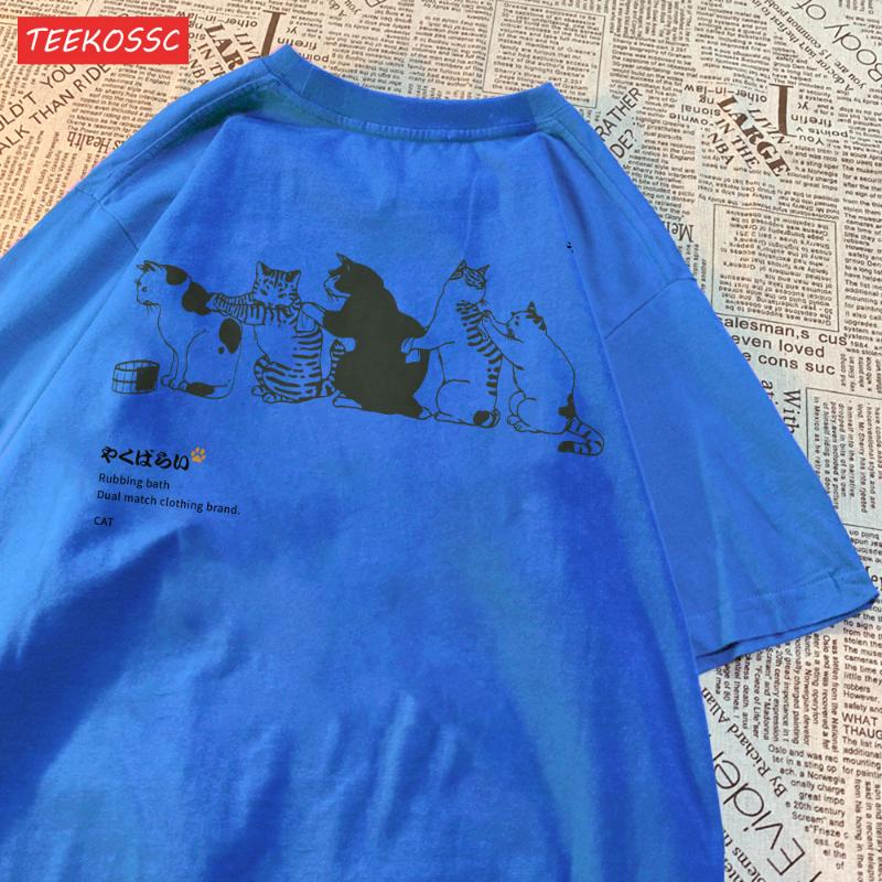 Футболка женская с короткими рукавами и принтом кота, модный свободный универсальный летний топ, повседневная и модная уличная одежда